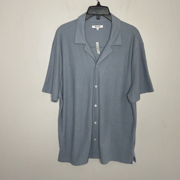 Madewell Other - MADEWELL Shirt Men Medium East Short Sleeve Jacquard NEW Blue Button Up NO846